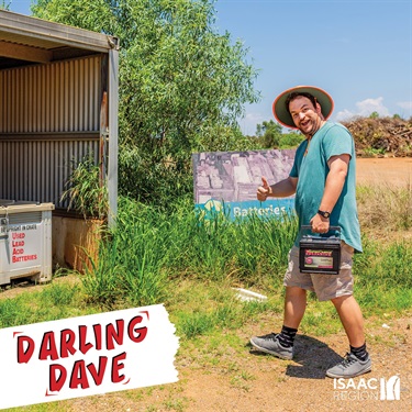 Darling Dave taking his old car battery to the right place as the Waste Management Facility